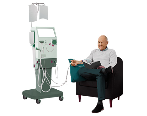 Patient recevant une hémodialyse (HD) à domicile